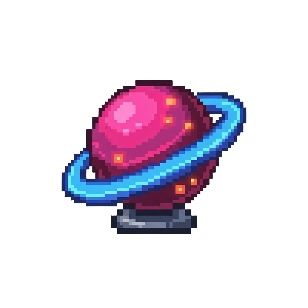 A Glowing Neon Saturn Toy