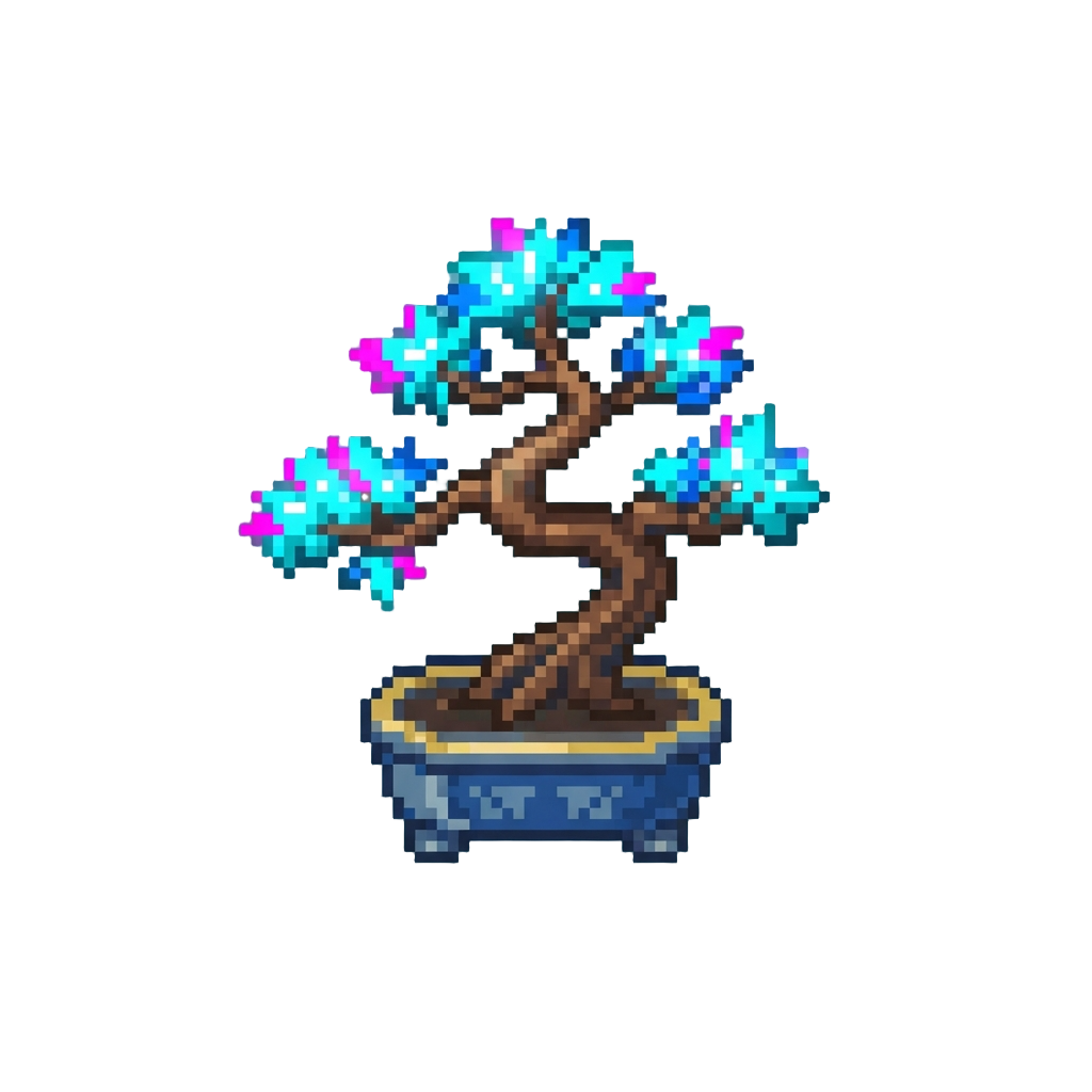 A Floating Neon Bonsai Tree