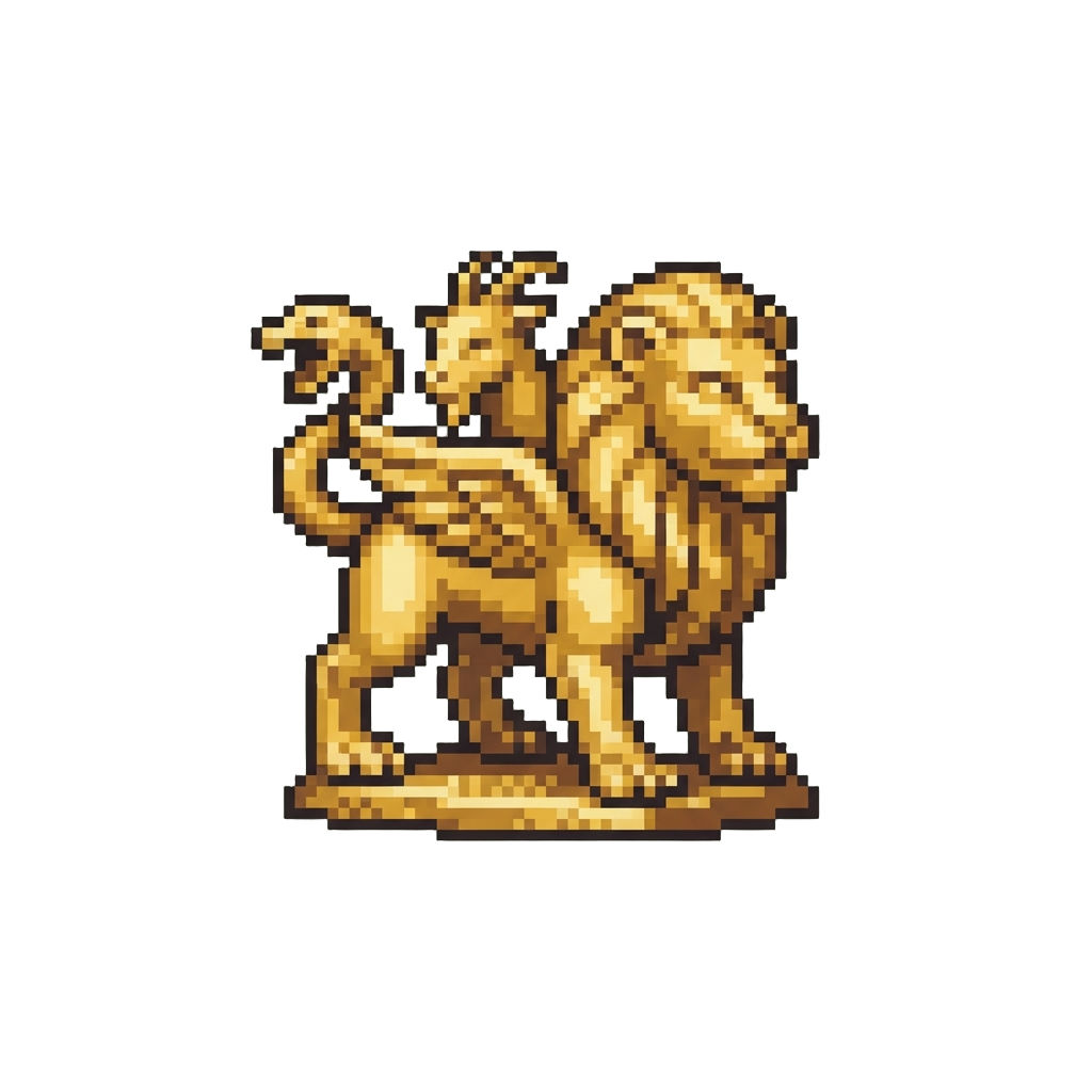 A Golden Chimera Figurine