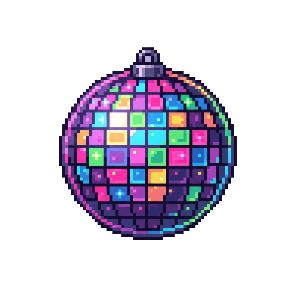 A Glowing Neon Disco Ball