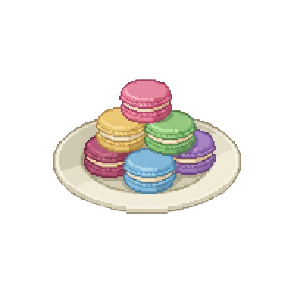 A Plate of Colorful French Macarons