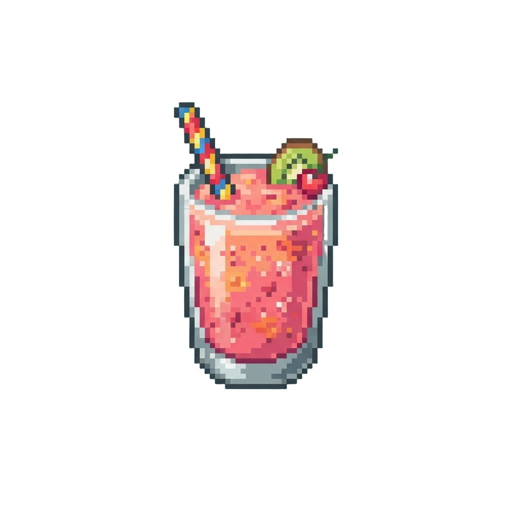 A Fruit Smoothie with a Colorful Straw