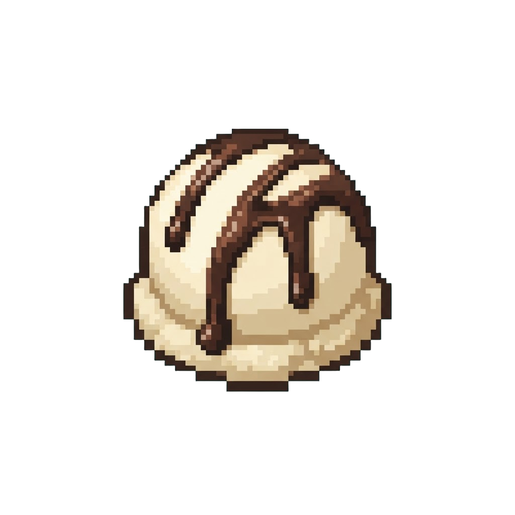 A Scoop of Vanilla Ice Cream with Chocolate Drizzle