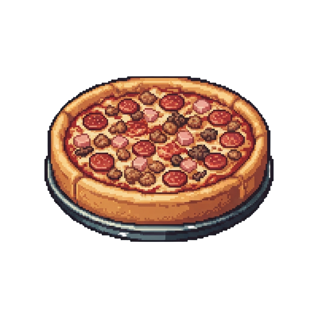 A Loaded Meat Lovers Deep Dish Pizza