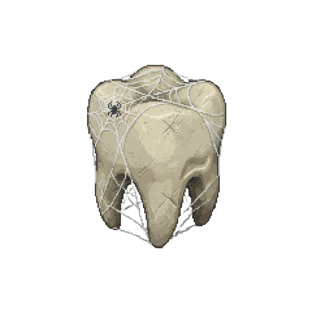 A Spiderweb-covered Fake Rubber Dented Tooth