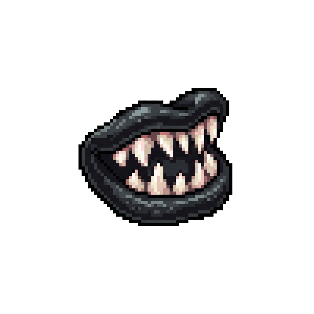 A Black Licorice Monster Mouth with Sharp Candy Teeth