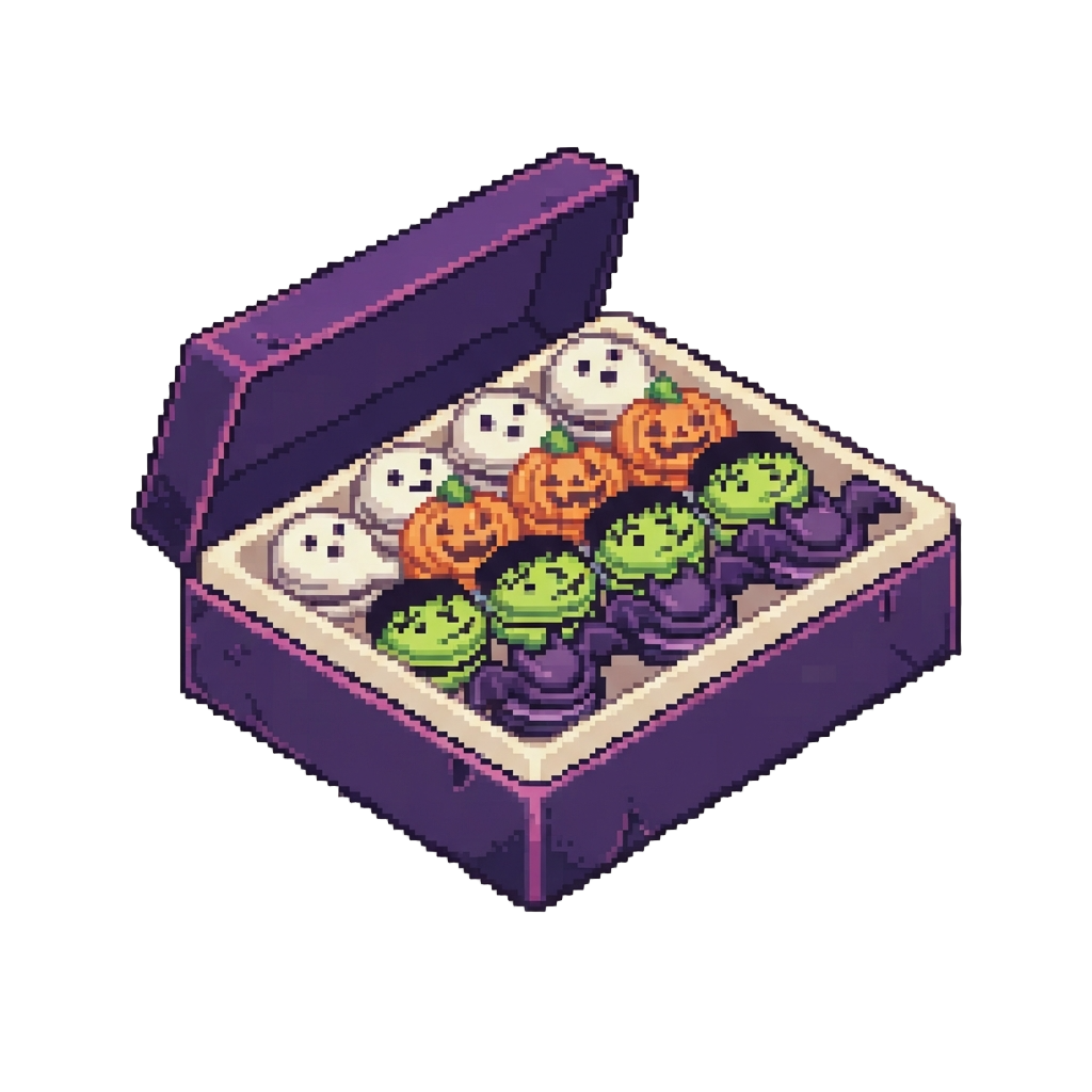 A Full Box of Assorted Spooky Macarons