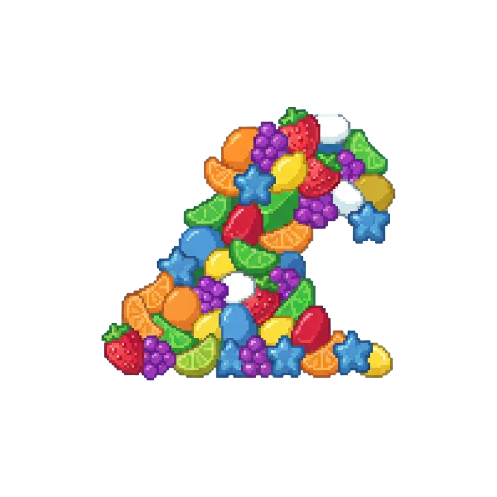 An Overflowing Tsunami of Colorful Fruit Candies and Gummies