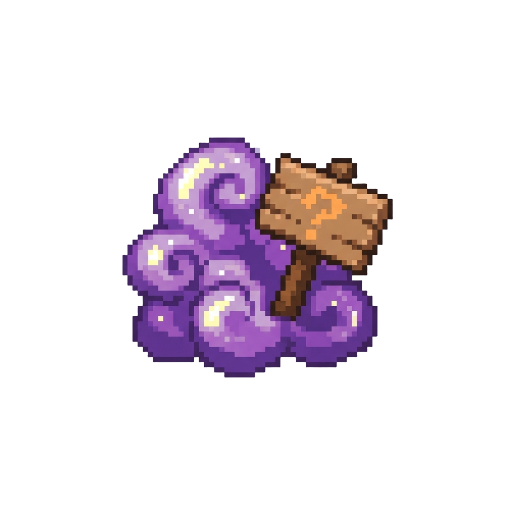 A Cloud of Purple Glitter Smoke and a Trick Sign