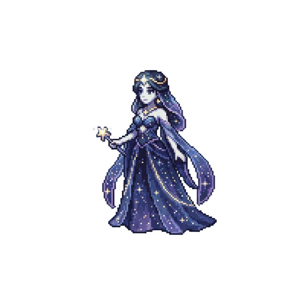A Celestial Star-princess Draped in Starlight Robes