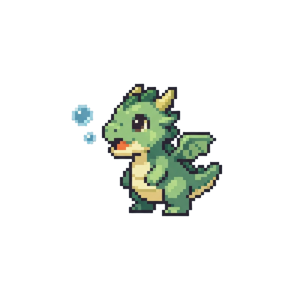 A Miniature Dragon Chick Spitting Tiny Harmless Bubbles