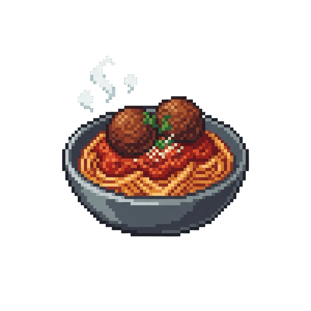 Steaming Marinara Spaghetti with Giant Meatballs