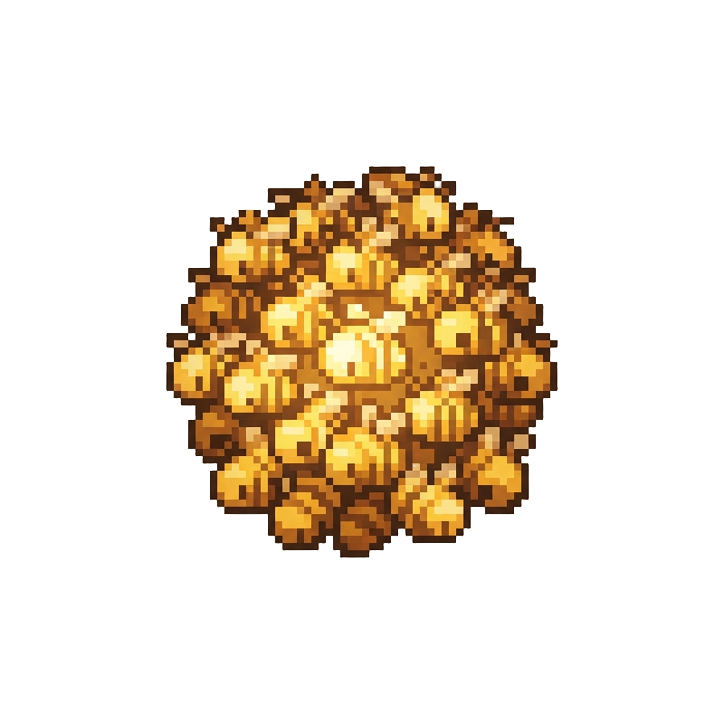 A Dense Cluster of Glowing Amber Bees