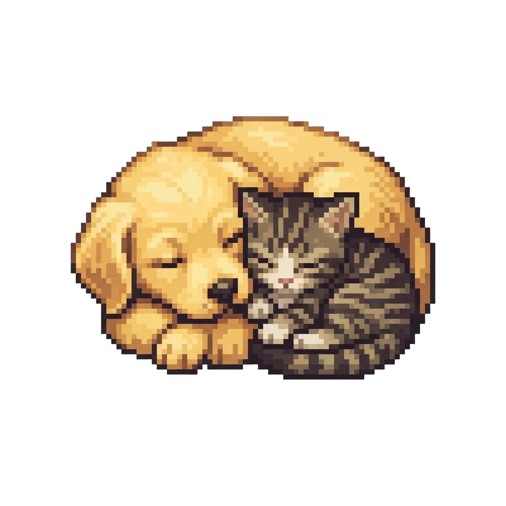 Fluffy Golden Retrievers and Tabby Kittens