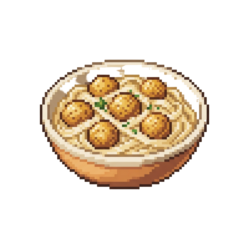 Creamy Alfredo Fettuccine with Golden Meatballs