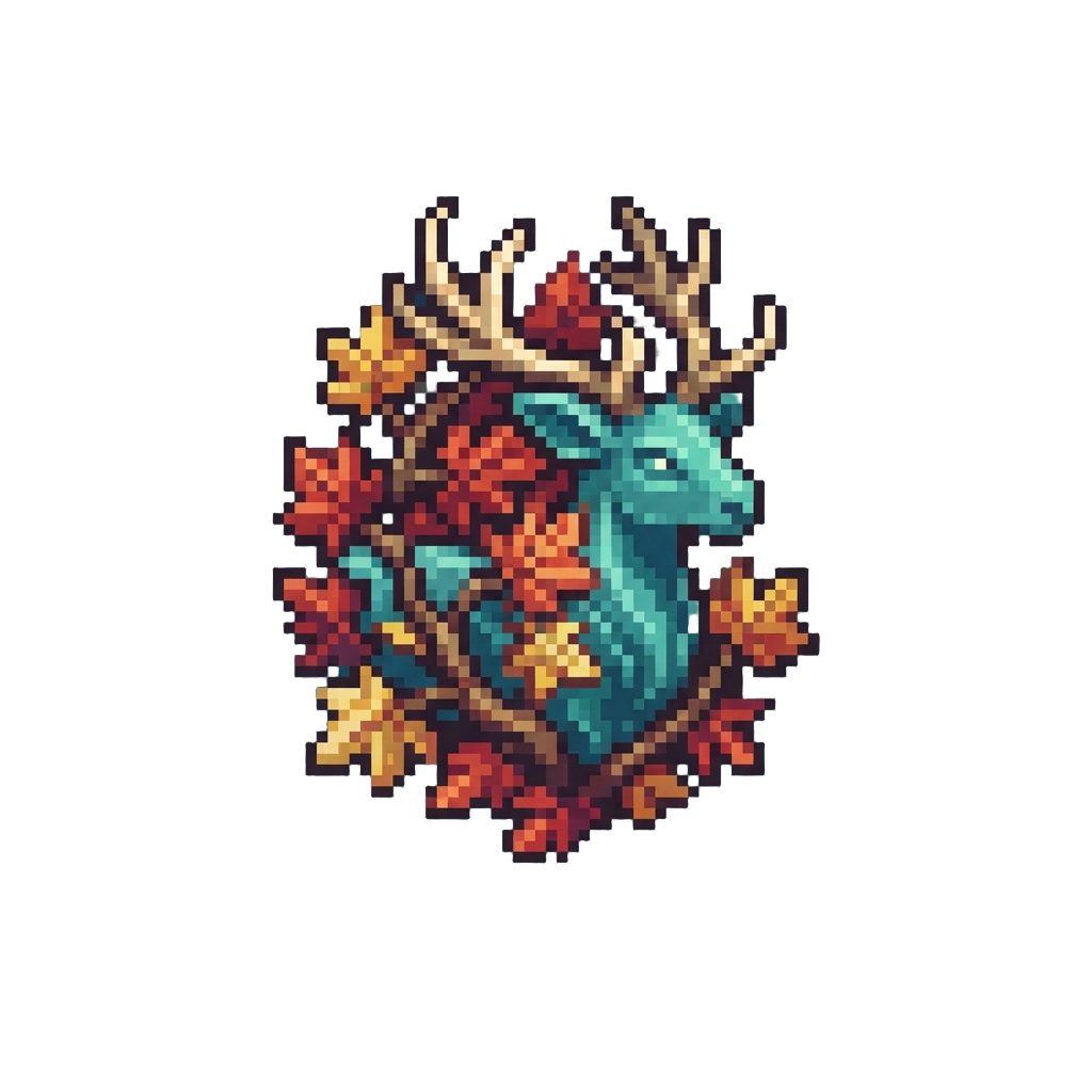 A Majestic Antlered Spirit Stag Wrapped in Maple Leaves