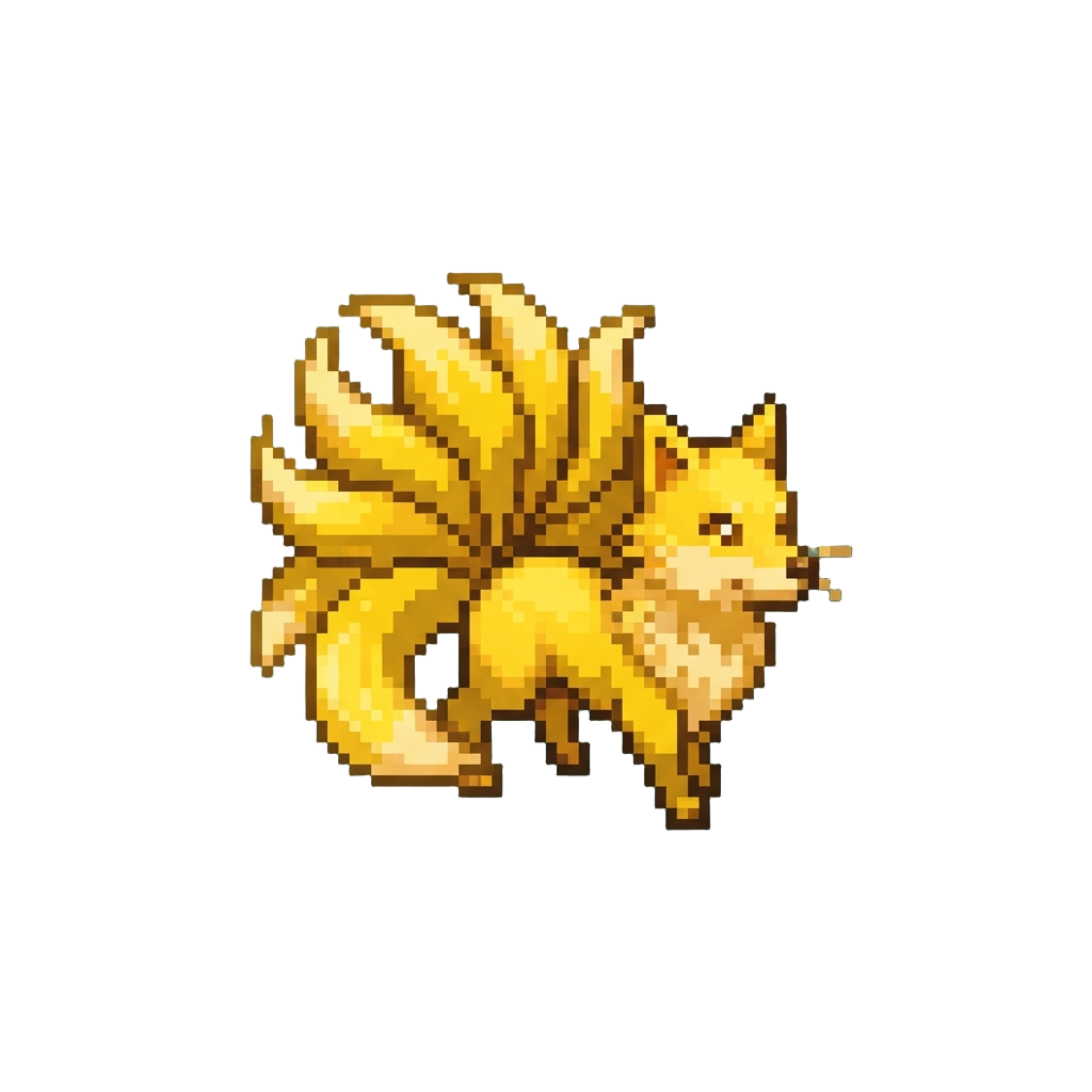 A Glowing Nine-tailed Golden Fox