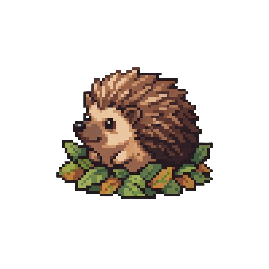 A Chubby Brown Hedgehog Nestled in Leaves