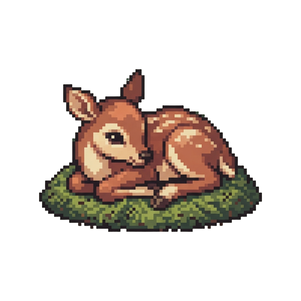 A Gentle Baby Deer Resting on Moss