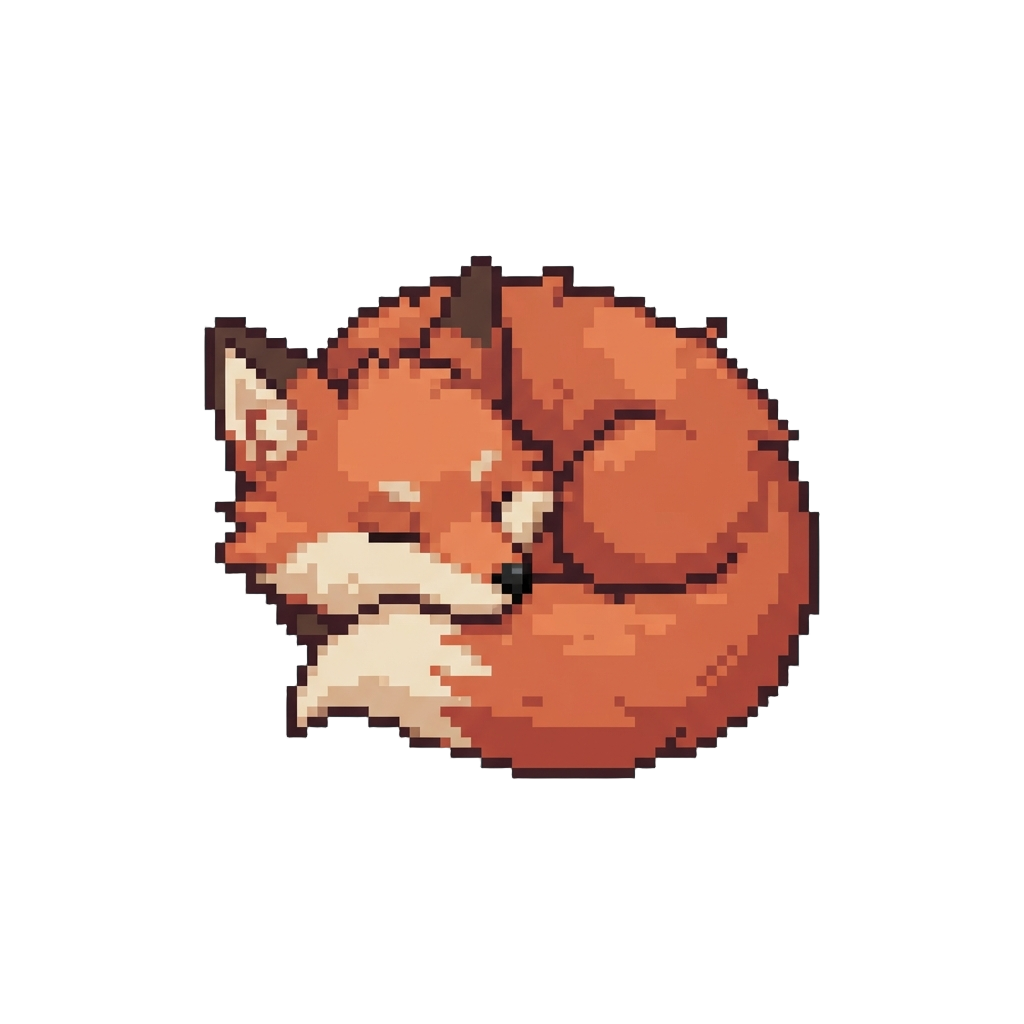 A Fluffy Red Fox Curled Up Peacefully