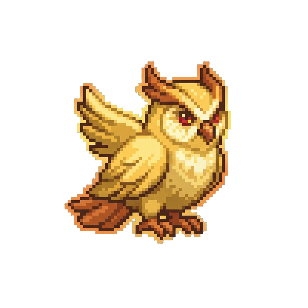 A Radiant Golden Phoenix-owl