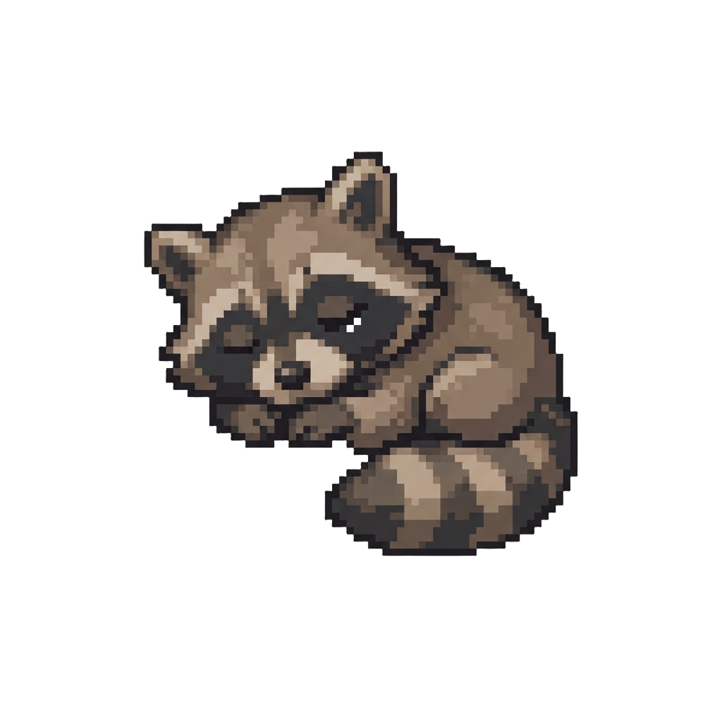 A Sleepy Forest Raccoon