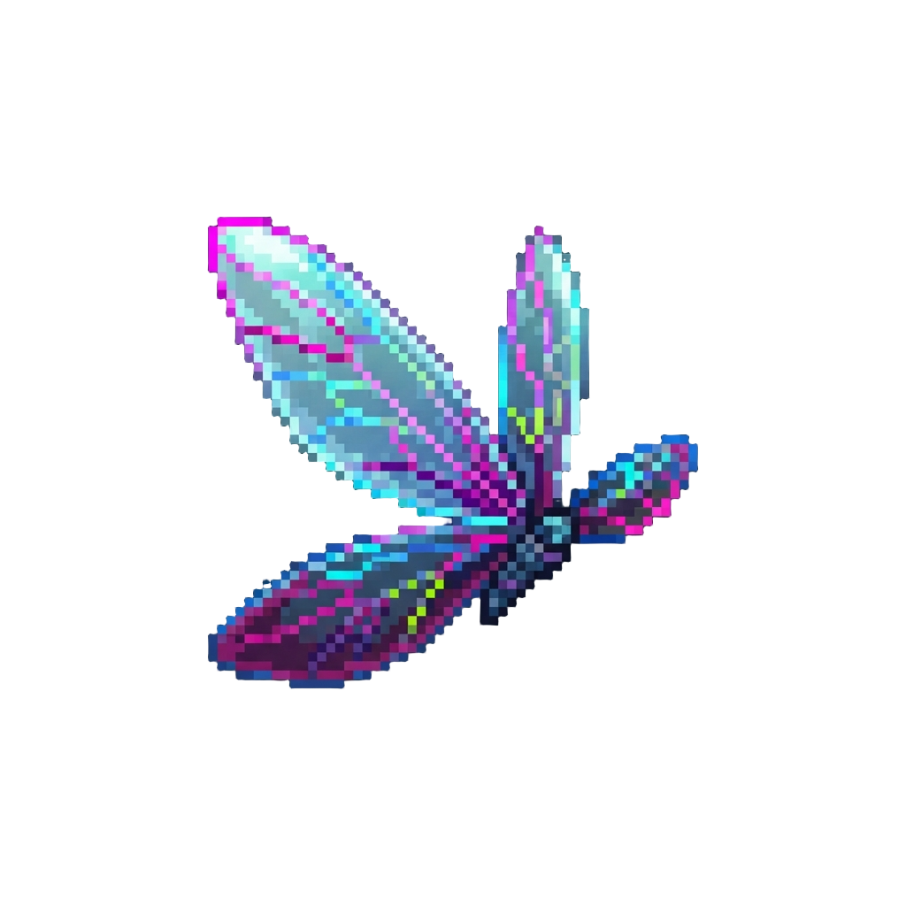 Translucent Neon Dragonfly Wings