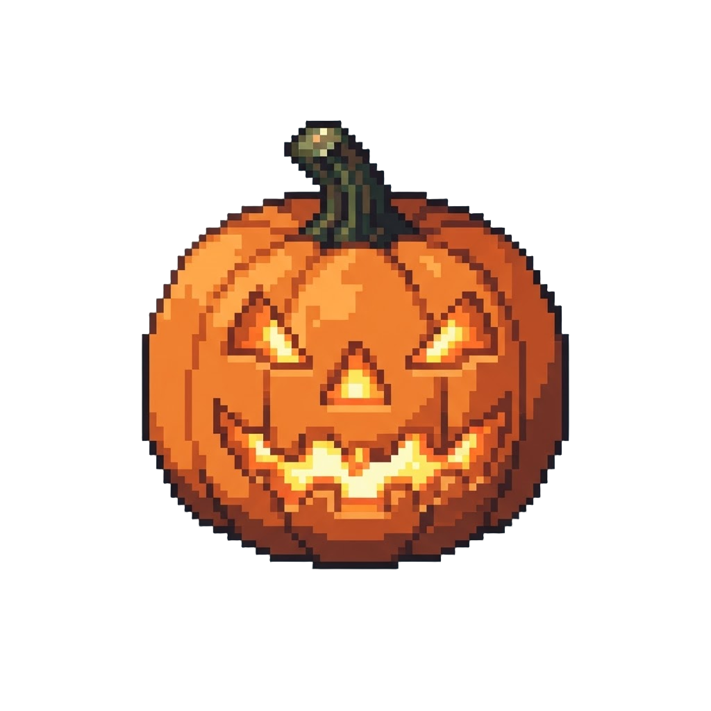 A Giant Grinning Jack-o'-lantern with Flashing Internal Lights