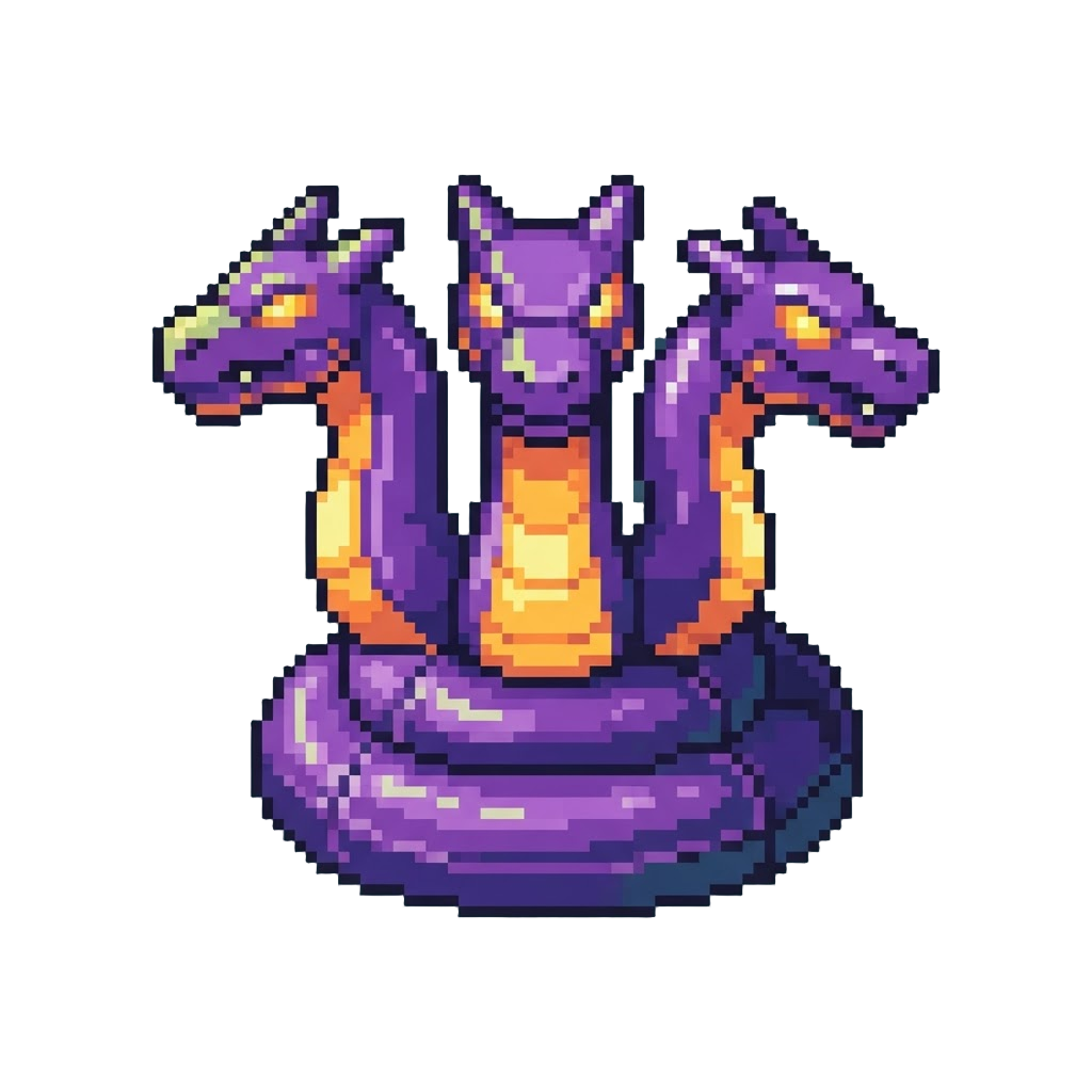 A Glowing Three-headed Monster Inflatable with Moving Heads