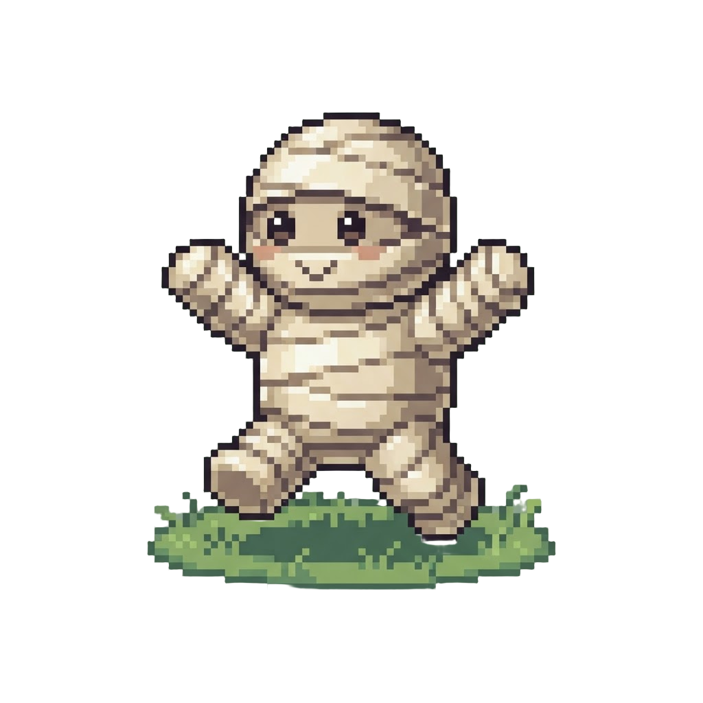 A Giant Inflatable Mummy Bouncing Playfully on the Grass