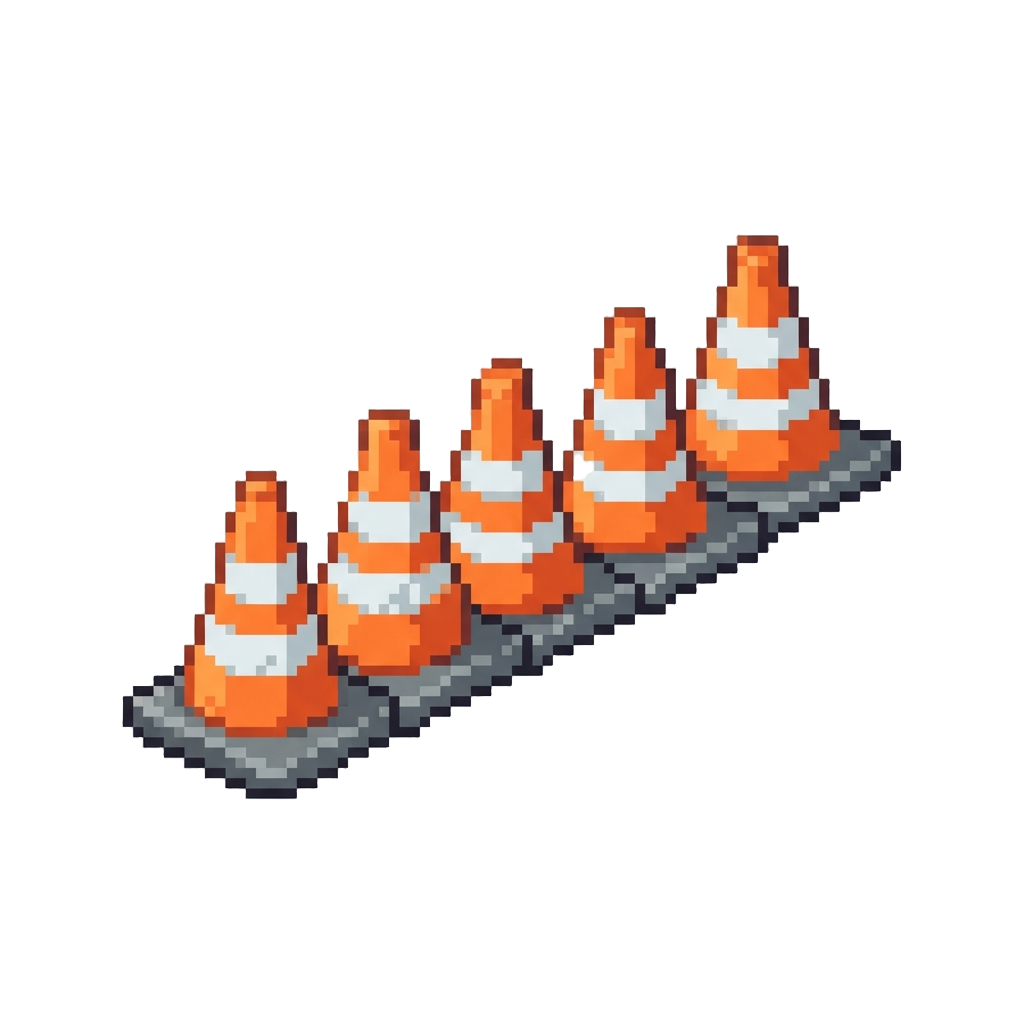 A Row of Street Cones