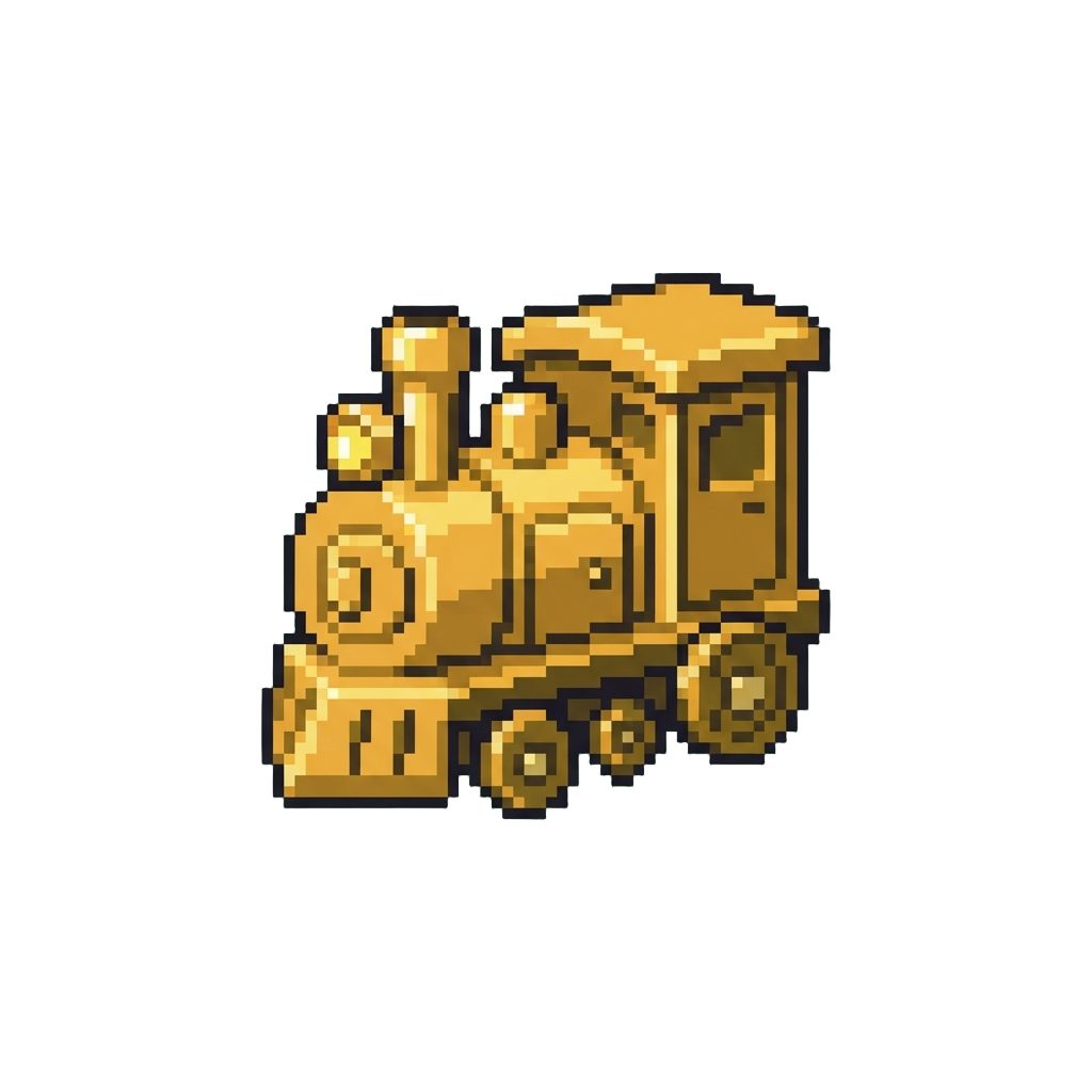 A Shining Miniature Golden Toy Train