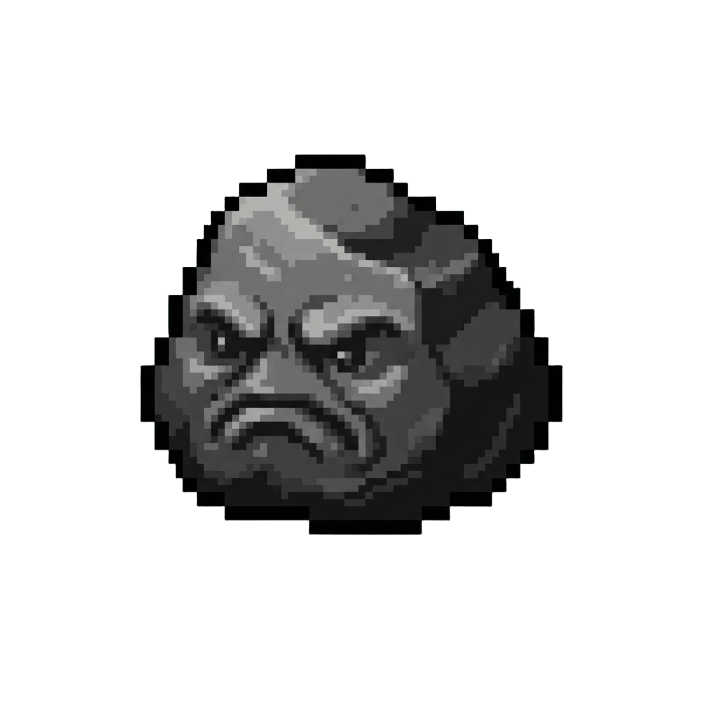 A Tiny Coal Sculpted Like a Funny Grumpy Face