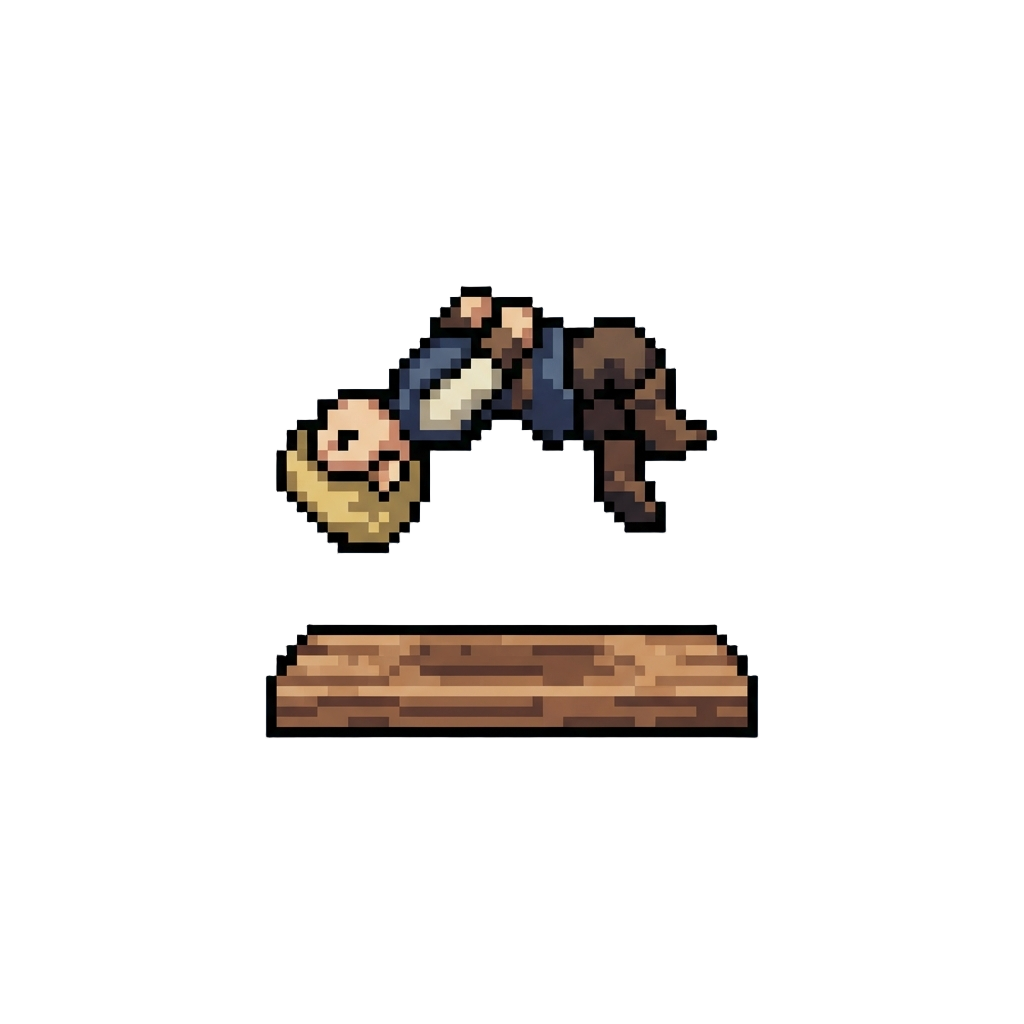 A Backflip Jump on the Plank, Landing Cleanly Dry