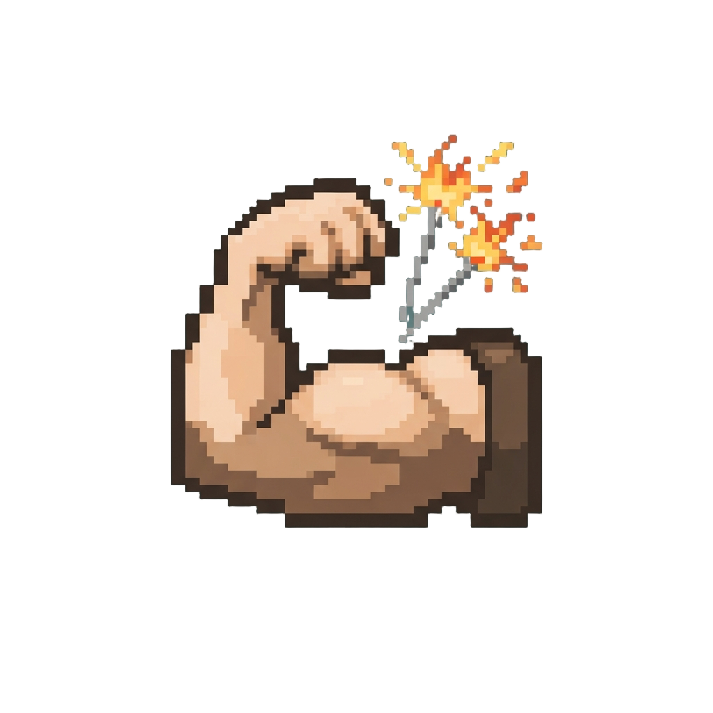 A Flexed Bicep Pose with Miniature Sparklers Igniting Nearby
