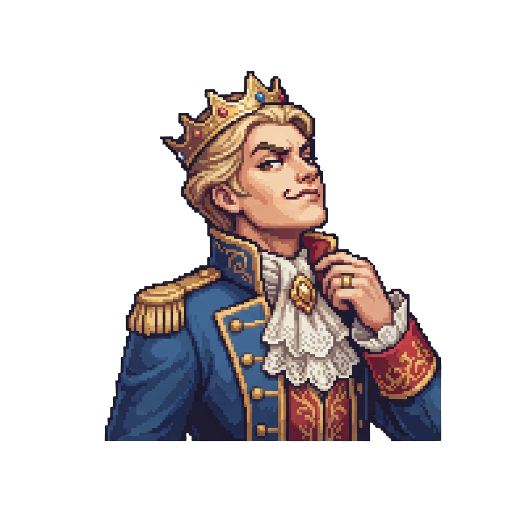 An Overly Vain Prince Adjusting His Collar Snobbishly