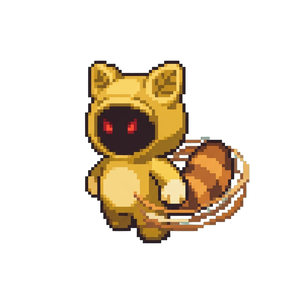 A Golden Tanooki Suit with Spinning Tail