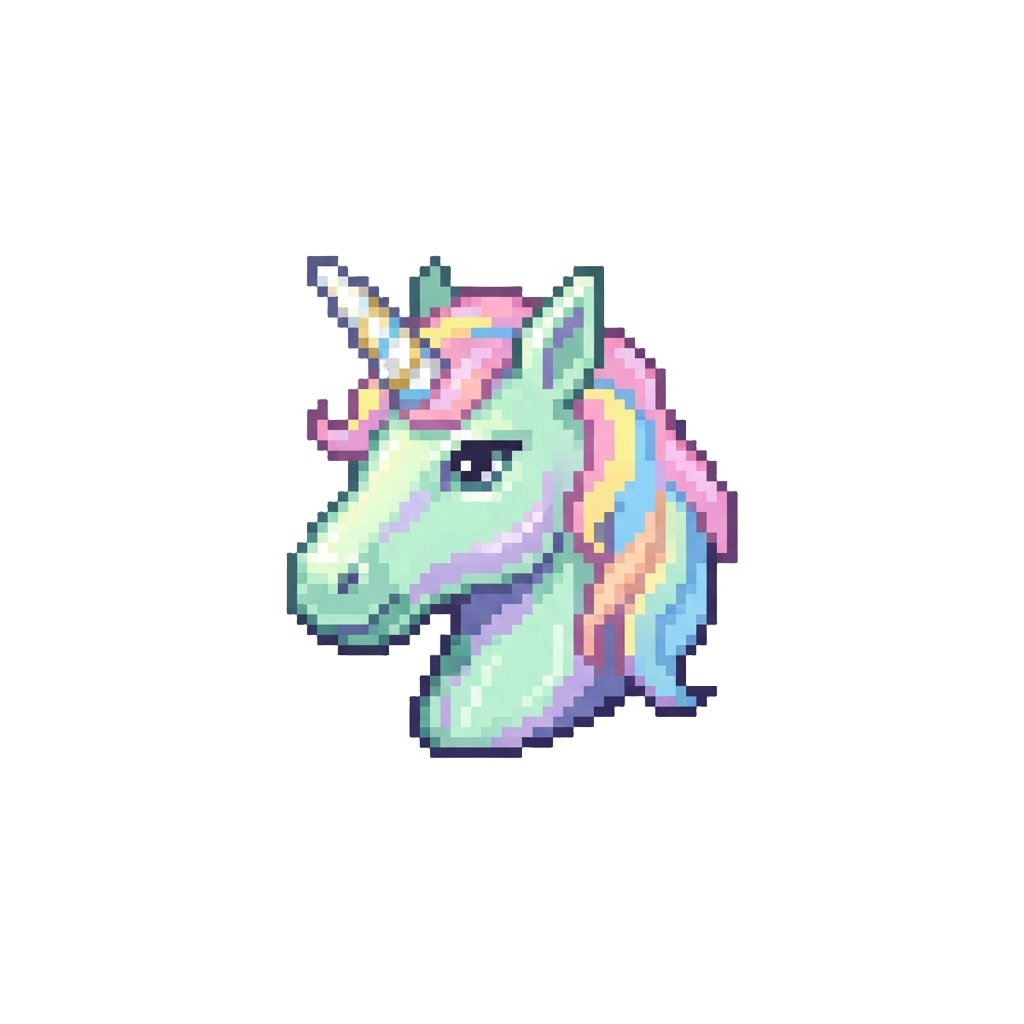 A Neon Pastel Unicorn Head with a Pearlescent Brittle Wax Glaze