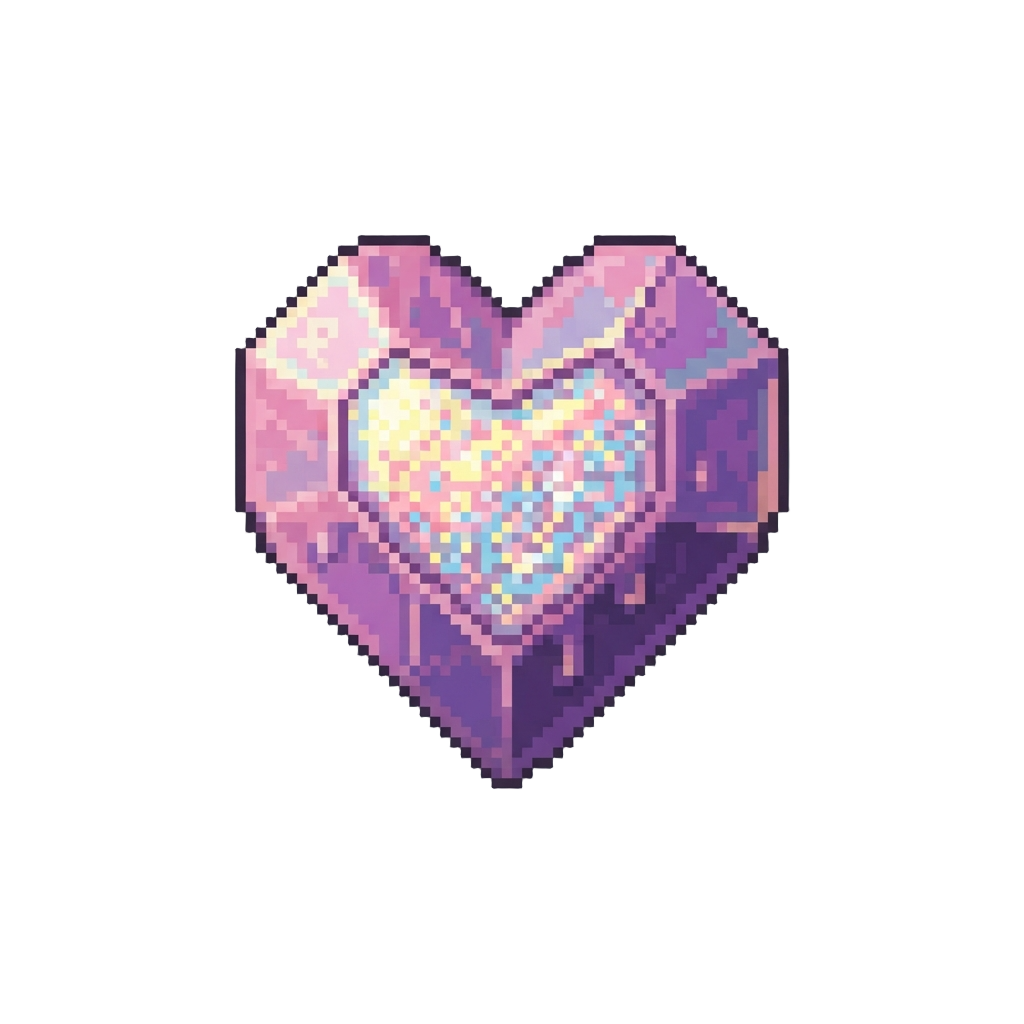 An Iridescent Diamond-cut Wax Heart with a Holographic Glitter Core