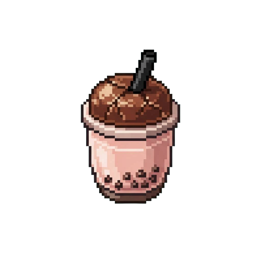 A Bubble-tea Cup Squishy with a Hard Chocolate Wax Crackle Dome