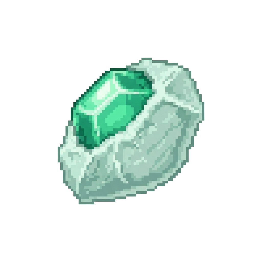 A Crystal Candy Gem Coated in Brittle Frosted Mint Wax
