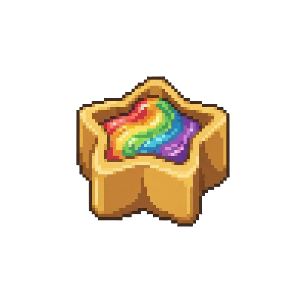 A Golden Star-shaped Wax Shell Filled with Rainbow Kinetic Slime