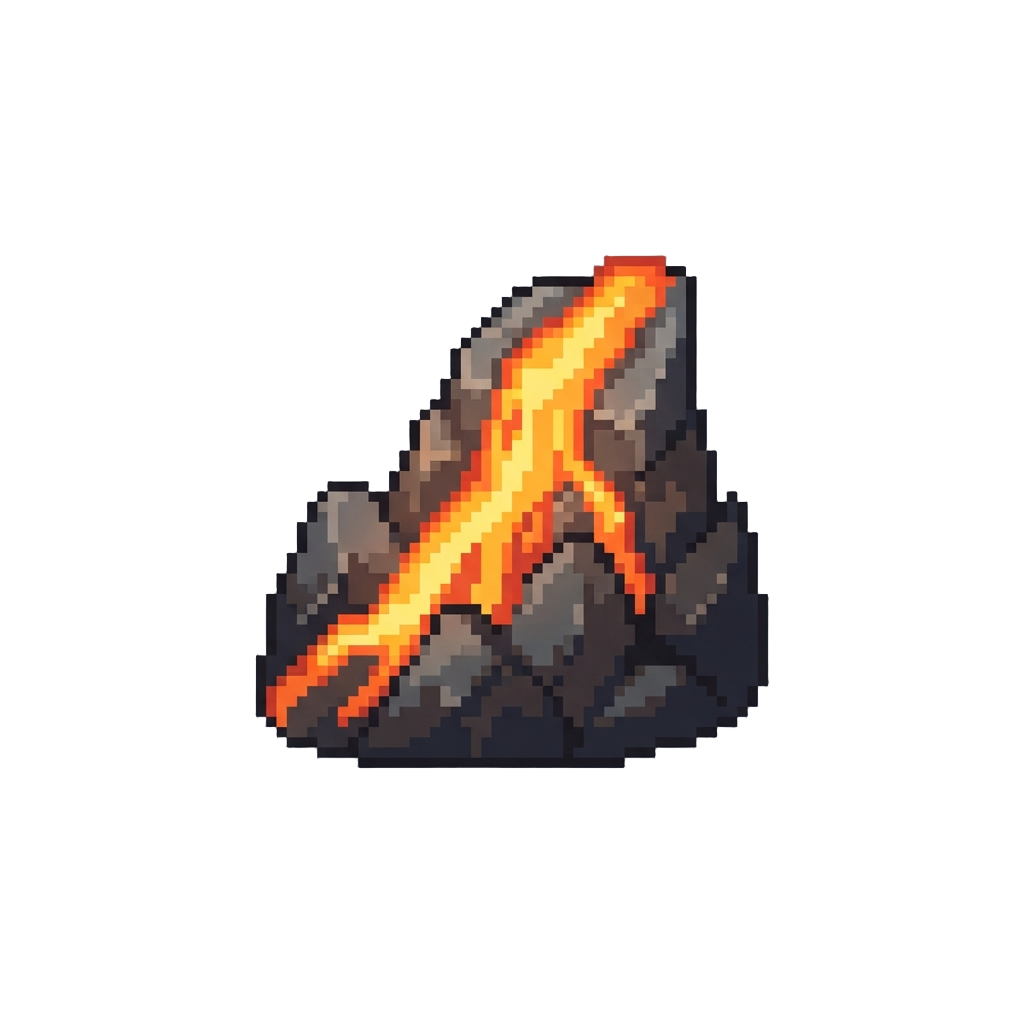 A Steady Surge of Glowing Magma and Stone