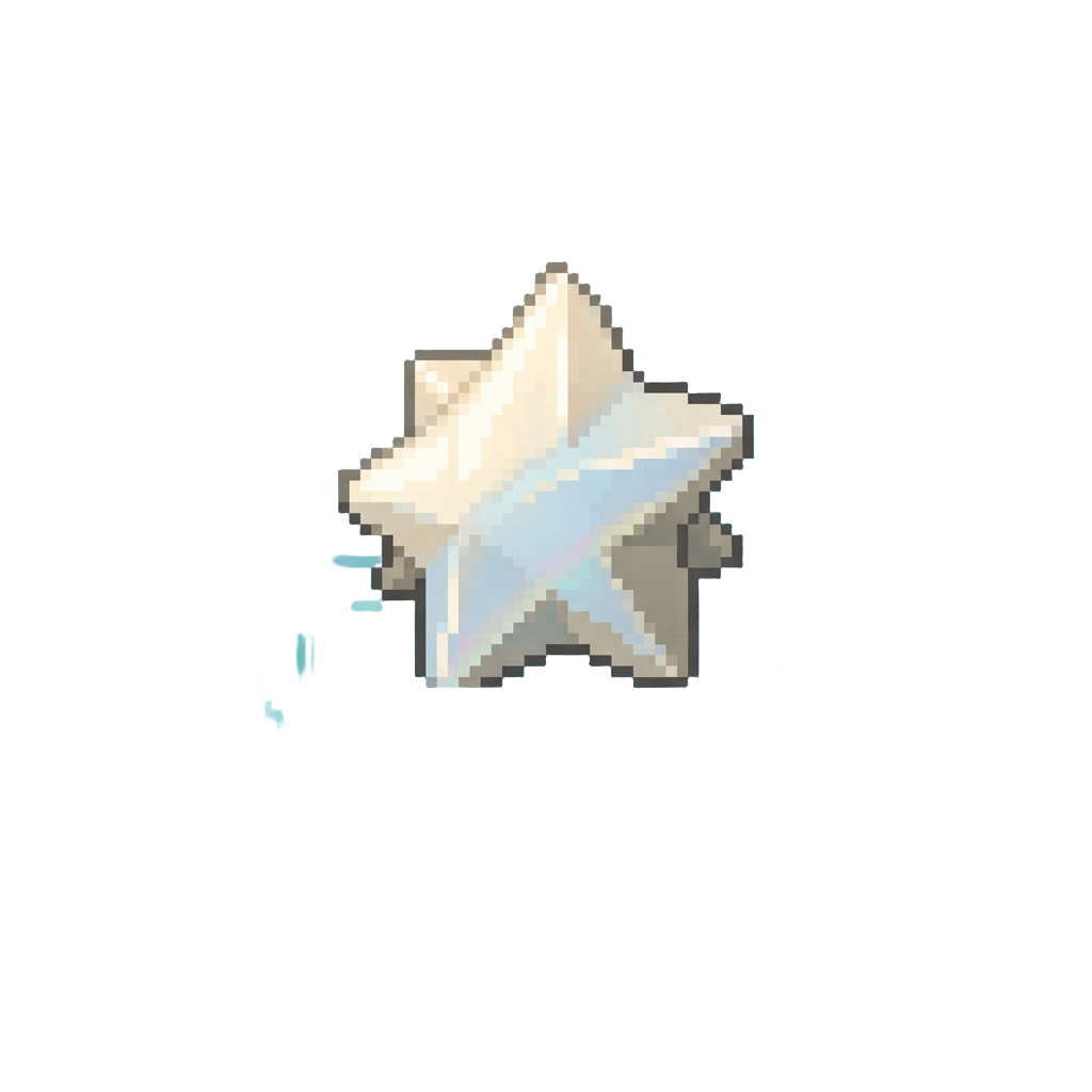 A Pale Glowing Pearl Star with Quiet Water Ripples