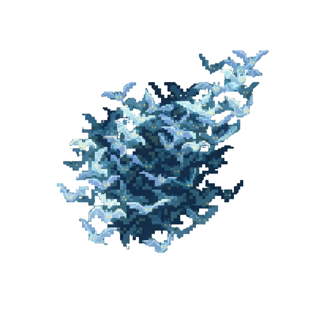 A Swarm of Hundred Glowing Ghost Bats