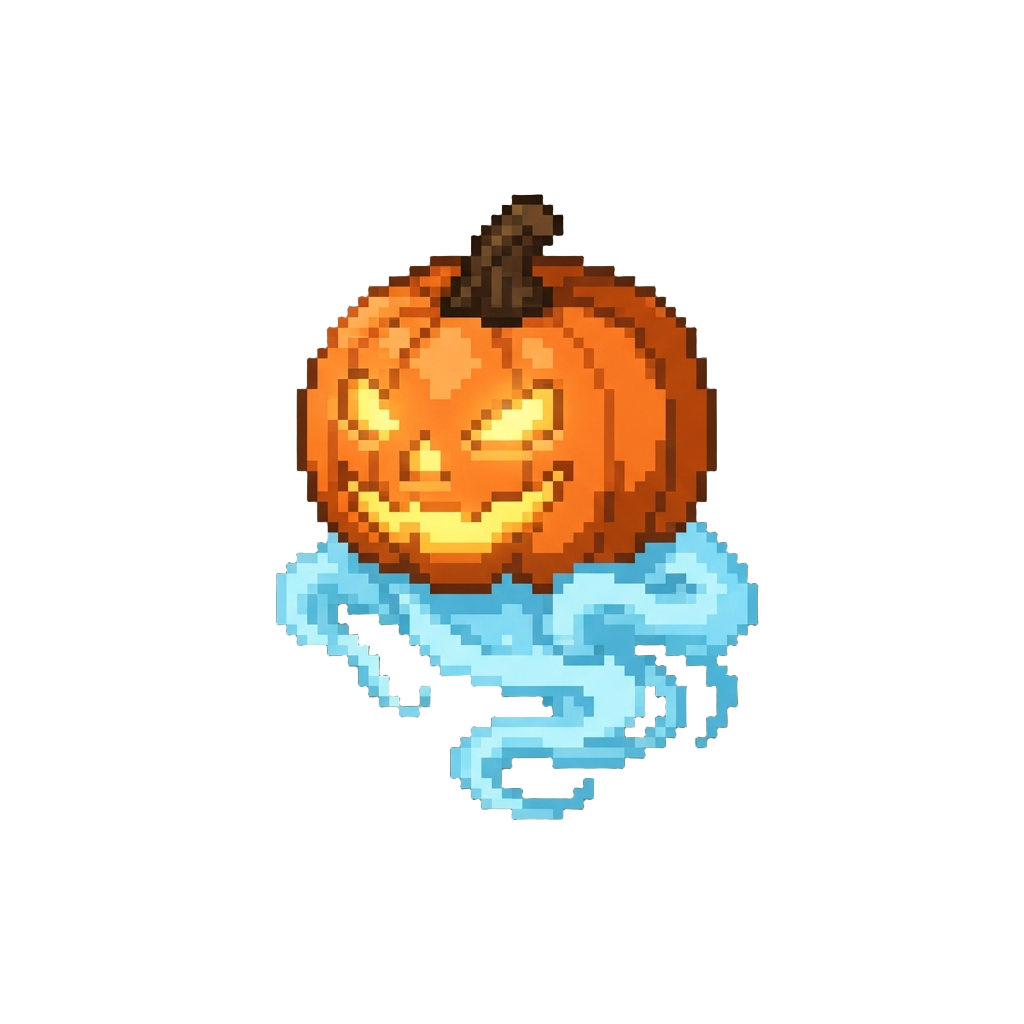A Floating Glowing Jack-o'-lantern Specter