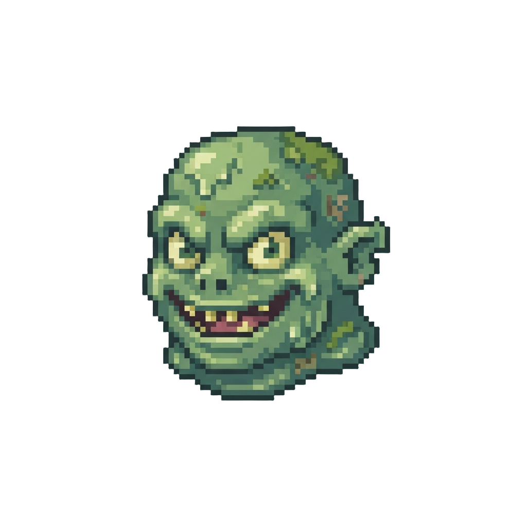 A Green Slimy Ghoul Grinning Wide