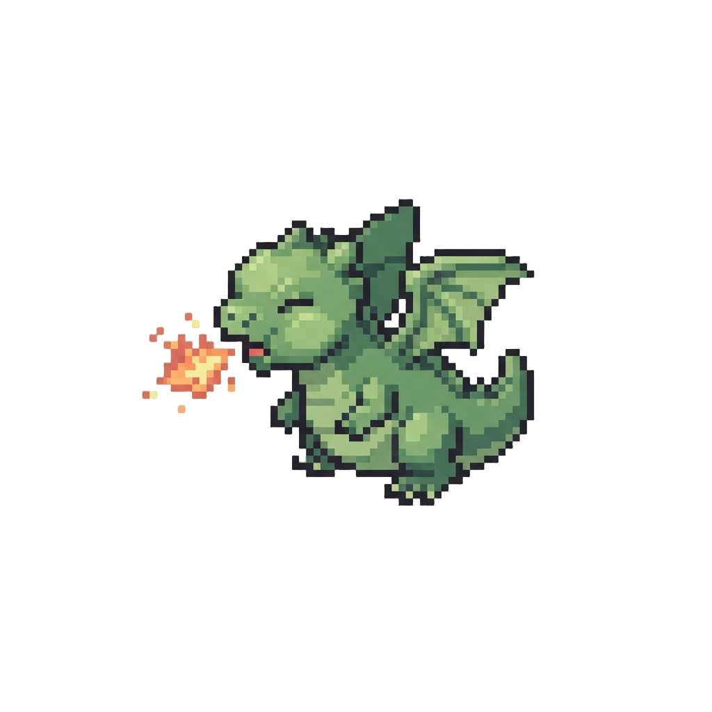 A Mini Winged Lizard Sneezing Tiny Flames