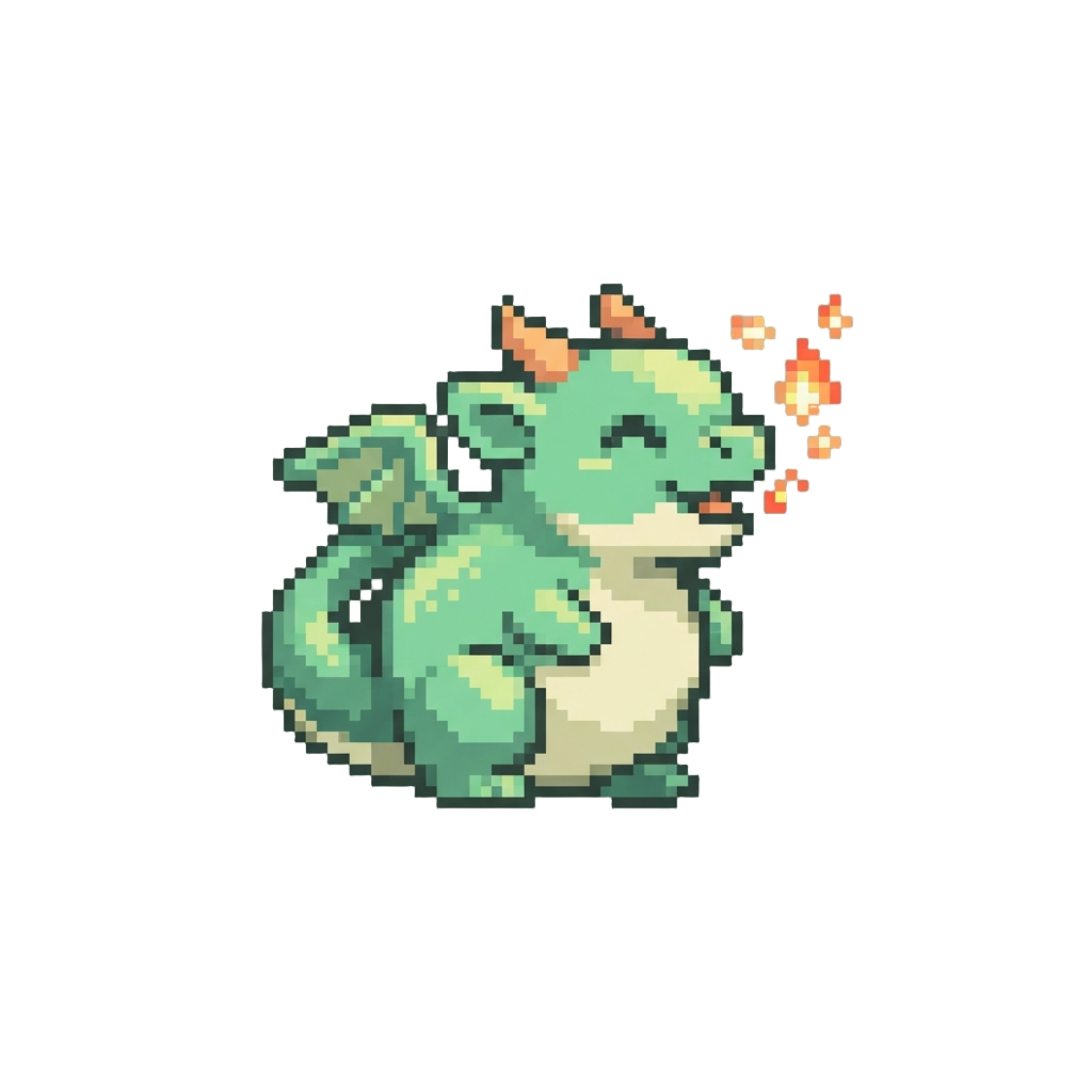 A Pocket-sized Puff Dragon Emitting Small Sparks