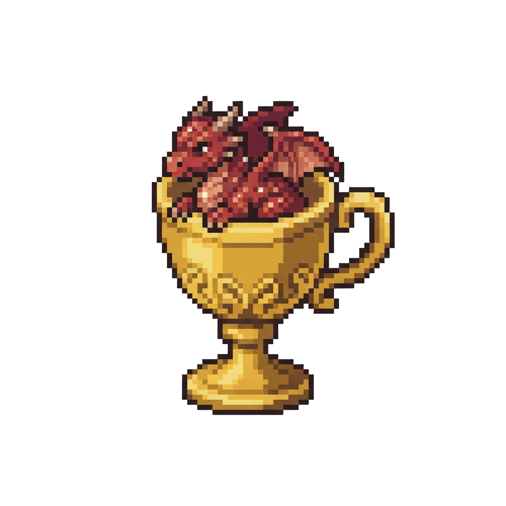 A Tiny Glittering Dragonet Trapped in a Gold Cup